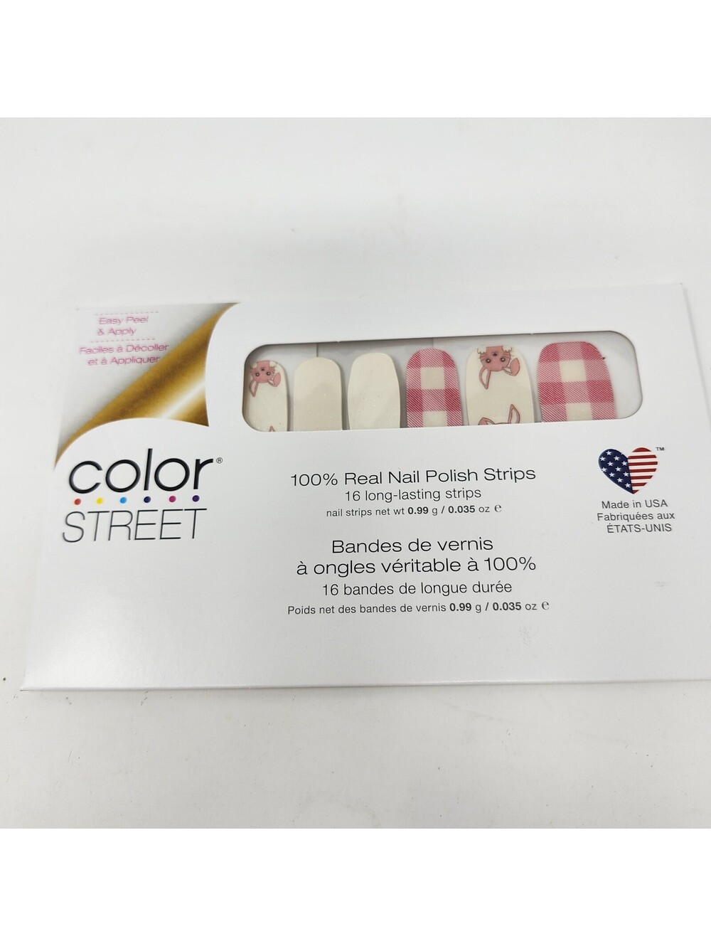 Color Street Funny Bunny Nail Polish Strips Easter Bunny Pink Gingham Retired